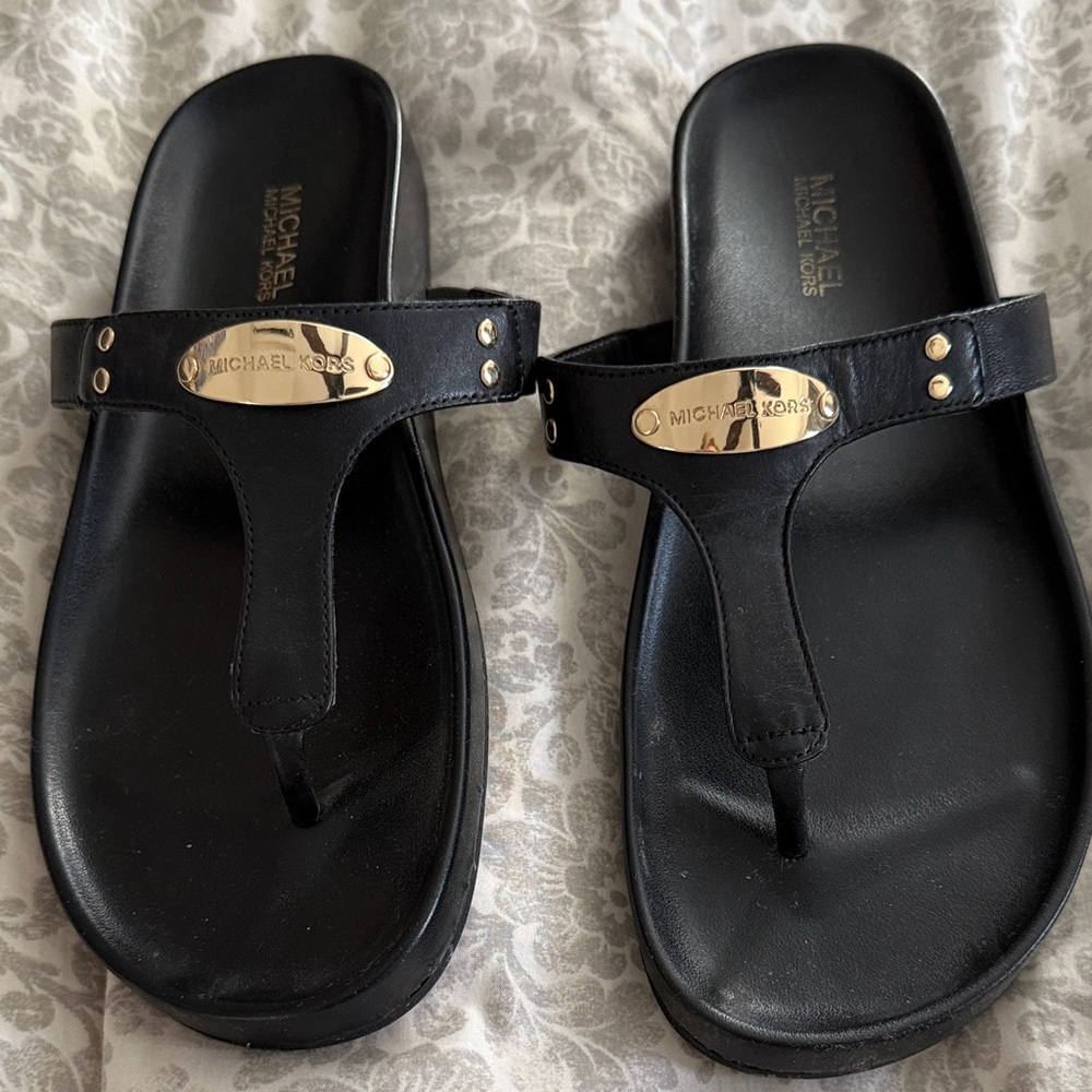 Michael Kors Black and Gold Sandals